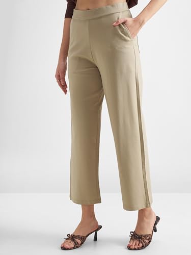 Image of Tokyo Talkies Wide Leg Relaxed fit Cullotes |Ultra Soft, Elasticated, High Waist, Wrinkle Free Trousers |All Day Wear