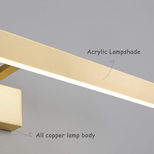 Lampe miroir LED laiton vintage 10W avec diffuseur acrylique 25cm