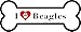 I Love Beagles Novelty Metal Bone Magnet B-154