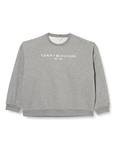 Tommy Hilfiger Damen Sweatshirt Regular ohne Kapuze, Grau (Medium Grey Heather), 48 – Ansicht 1