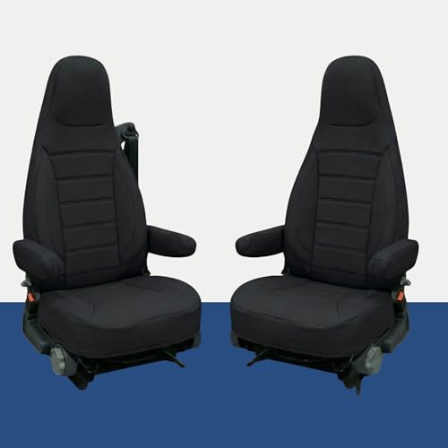 Auto Interieur Meester Fundas de asiento compatibles con Aguti GIS Liner & Milan, juego de 2 piezas con reposabrazos, adecuado para asientos con cinturón integrado, apto para Pössl, Knaus, Adria