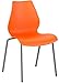 Flash Furniture HERCULES Series 770 lb. Capacity Orange Stack Chair with Lumbar Support and Silver Frame