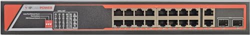 IPCamPower Full Gigabit Unmanaged POE Switch, 30W POE+ (802.3at) per Port, Extend Mode up to 984' Cable Runs, All Ports Gigabit 10/100/1000 (16 Port (300W))