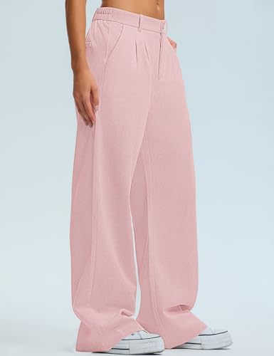 Kistore Womens Pants Wide Leg Thick Warm Pleated Work Slacks Fall Winter Business Casual Trousers for Women with Pocket2