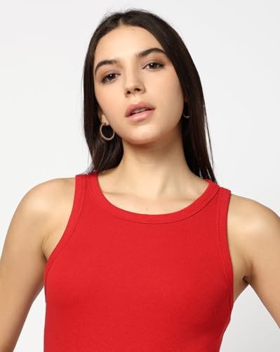 Image of Gap Women Slim Fit Sleeveless Round Neck Blouse