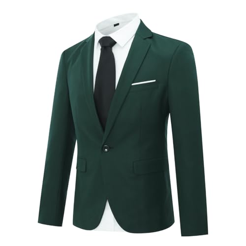 Men's Suit Jacket One Button Slim Fit Sport Coat Business Daily Blazer Medium Green