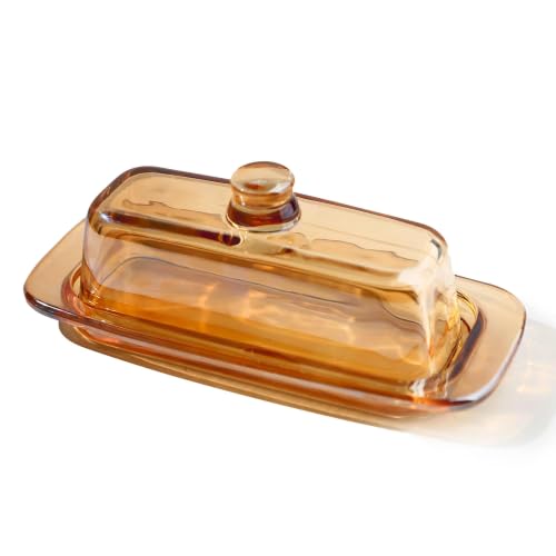 Glass Butter Dish with Lid for Countertop, Crystal Butter Dish with Cover