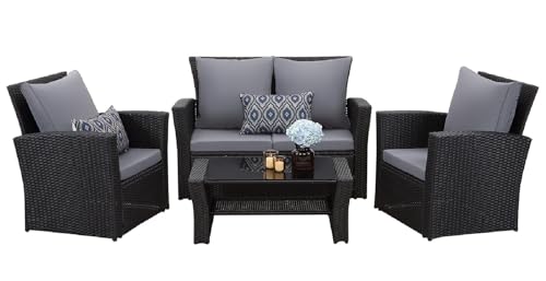 GLP Balkonmöbel Set 4 Personen Polyrattan Gartenmöbel Set Lounge...