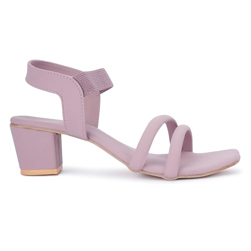 Image of SKOLL Women's Low Block Heel Strappy Sandals, Comfort Elastic Ankle Strap Open Toe Heeled Sandals, Casual Dressy Walking Sandals with Dual Front Straps