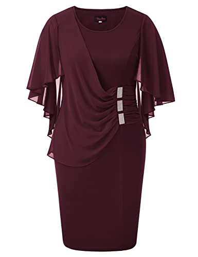 Hanna Nikole Große Größen Midikleid Damen Cape Ärmel Bodycon Partykleid...