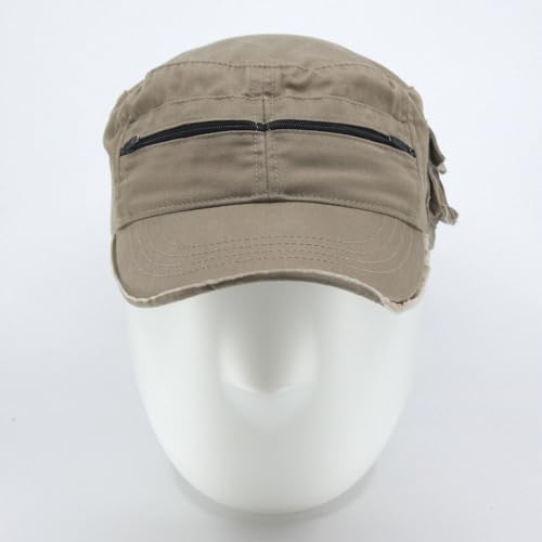 Image of The Vintage Year Washed Cotton Distressed Cadet Hat - Tactical Military Baseball Cap for Men & Women, Outdoor Casual Wear