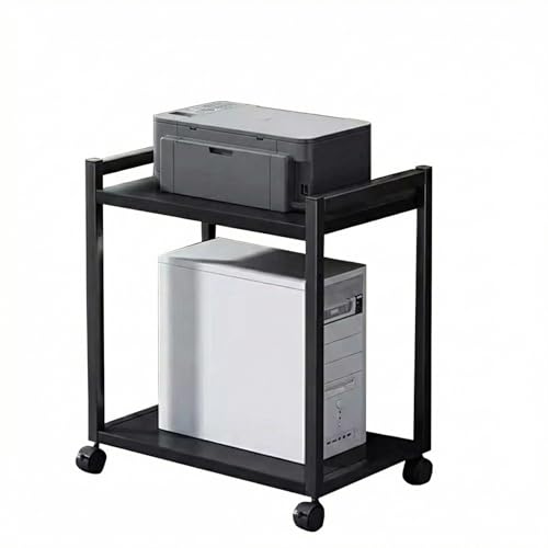 Soporte para torre de PC de 2 niveles, ajustable, con ruedas bloqueables, estructura metálica para almacenamiento bajo escritorio, ideal para gaming miniatura 1