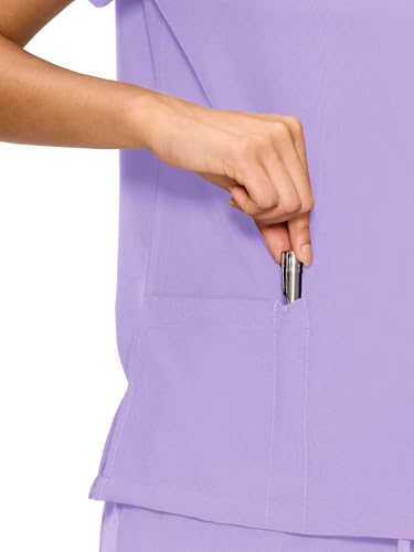 Scrubs for Women Set V-Neck Top Straight Leg Pants, Light Purple, M by floralhue - Used condition - Image 8