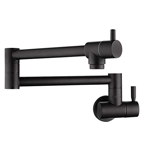 DuranRyan Pot Filler Faucet Wall Mount Single Hole Two Handle Faucet with Swing Arm, Cold Water Only, Matte Black Finished