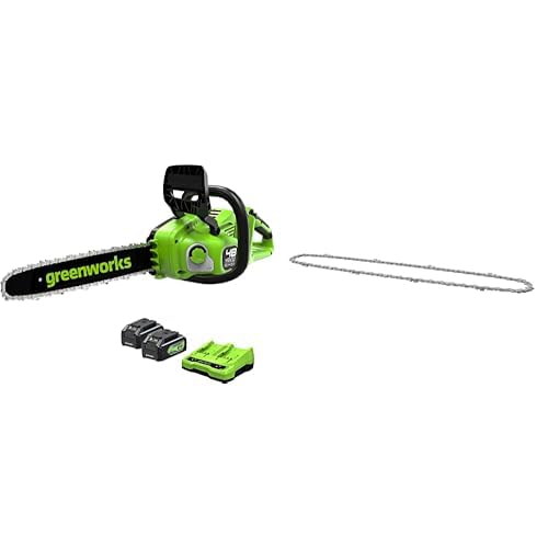 Greenworks 48V(2x24V) Motosega a Batteria con Motore Brushless GD24X2CS36K4X + Catena di Ricambio per Motosega