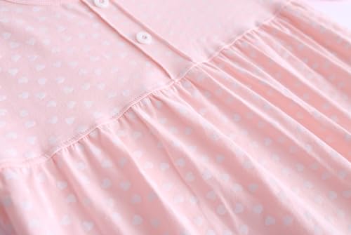 Girls' Princess Nightgowns Heart Print Sleep Shirts Cotton Sleepwear for 3-12 Years4