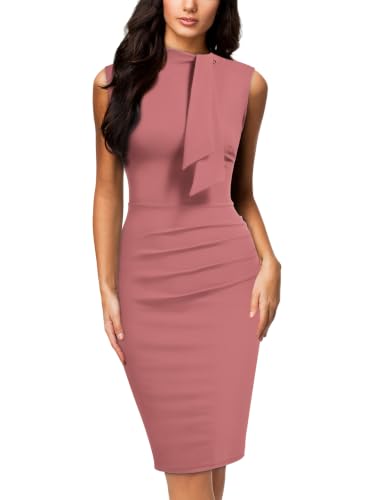 Image of Miusol Women's Retro 1950s Style Half Collar Ruffle Cocktail Pencil Dress