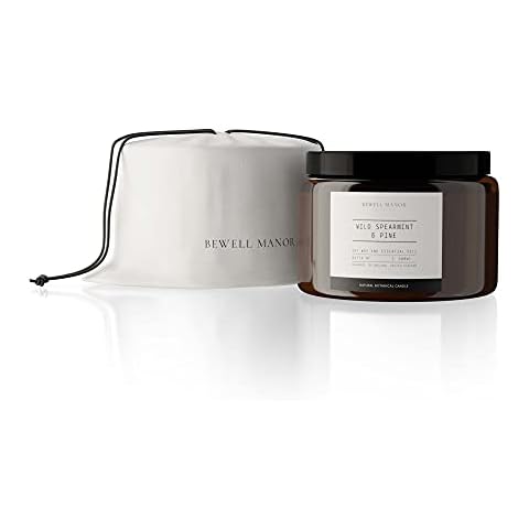 Bewell-Manor Wild Spearmint & Pine Natural Essential Oil Scented Vegan Soy Wax Triple Three (3) Wick Botanical Aromatherapy Candle (Large) 500ml Cover