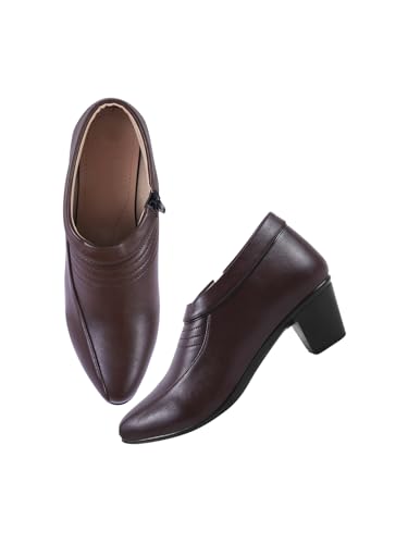Image of SilverArrow Ankle Length Block Heel Boots Trendy Comfortable Zipper Boots for Womens & Girls Black