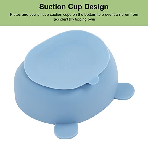 5 pçs Kit de alimentação do bebê, placa de design de urso de silicone de grau alimentício tigela cop