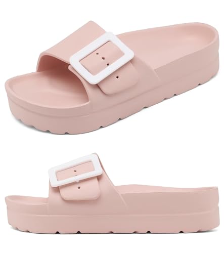 Image of Haifago Women's Platform Sandals with Arch Support, Summer Beach Slides Adjustable Buckle Comfortable Lightweight EVA Slip on Slide