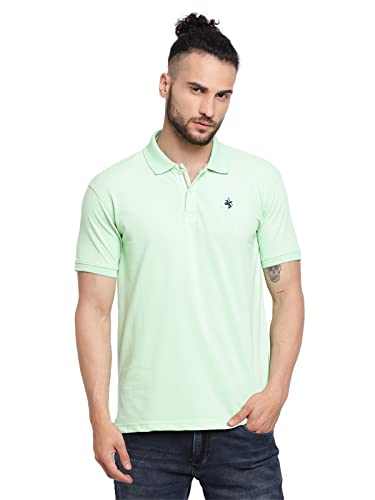 Image of Cantabil Men's Cotton Blend Solid Polo Neck T-Shirt (Regular Fit)