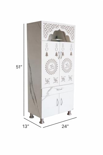 CHISELCHANT Home Temple Pooja Unit Mandir, 51 inch, White - Image 6