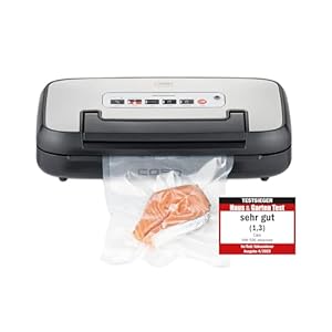 CASO VRH 590 advanced Vakuumierer - Testsieger Haus & Garten Test, Vakuumiergerät, bis 125 Vakuumiervorgänge non-stop, 2, 5 mm dicke Schweißnaht, integriertes Rollenfach, Cutter,