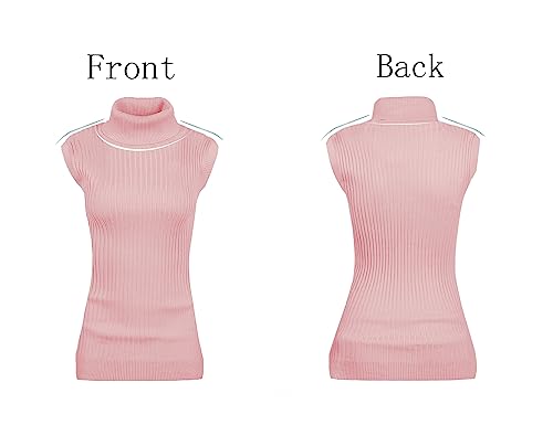 Image of v28 Women Sleeveless High Neck Turtleneck Stretchable Knit Sweater Top