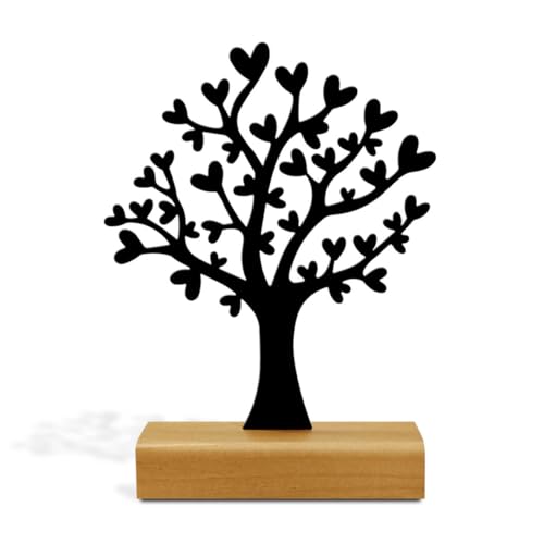 Escultura Decorativa Árvore do Amor de Mesa, Metal, Madeira, Preto, Nogueira - Geguton