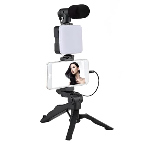 Ventrove Ultimate Vlogging Kit: All-in-One Solution with LED Lights, Tripod, Microphone & Remote for iPhone & Android. Includes USB-C & iPhone Lightning Cable.