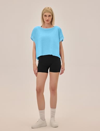 Image of UNIANKIYA Open Back Workout Tops for Women Loose Fit Athletic Crop Tee Short Sleeve Gym Running Yoga Shirt