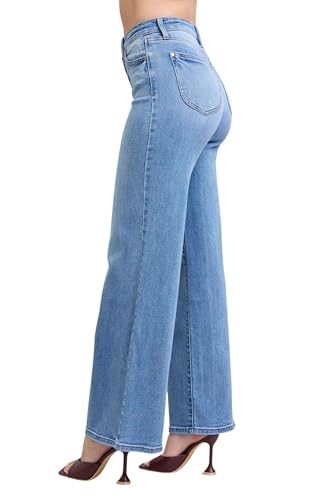 Judy Blue Women's High-Rise Vintage Wash Retro Wide Leg Jeans2