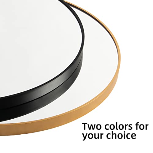 Image of LFT HUIMEI2Y Wall Circle Mirror Large Round 32-Inch Gold Metal Frame for Bathroom, Living Room, Dining Room, Make Up Vanity, Entryway