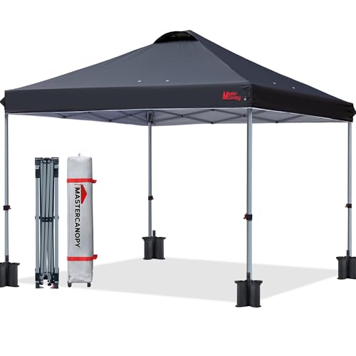 MASTERCANOPY Durable Pop-up Canopy Tent with Roller Bag (10×10, Black)
