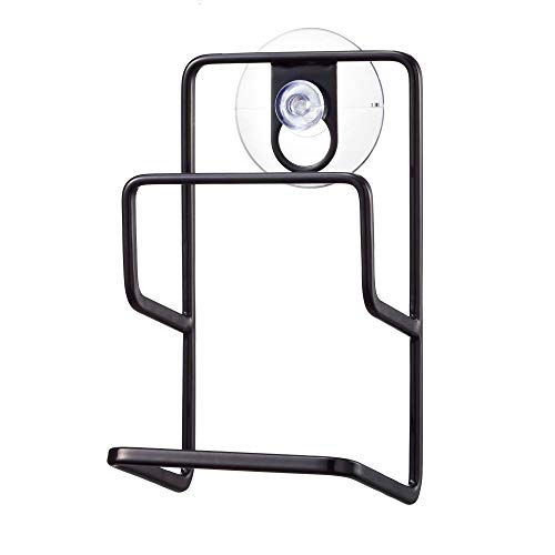 Yamazaki 2265 TOWER Double Sponge Holder with Suction Cup, Black, Steel, Minimalist Design, 7.5 x 6.3 x 12.7 cm (LxWxH)