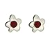 Agatha Ruiz de la Prada Sterling Silver center Red Cabochon Crystal Flower post earrings.0.41 inches Diameter 10.5 mm