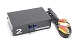 THE CIMPLE CO 2-Way RCA Switcher Kit - 2-In/1-Out A/V Switch Box for Composite Video and Audio - A/B RCA Splitter and Selector Switch - Retro Game Console Switcher Box with Cable, Black