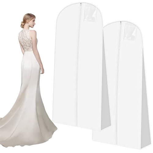 2 Pièces Housse Robe de Mariée, 180 cm Housse Robe Longue, Housse Vetements à Suspendre...