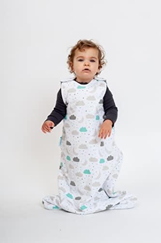 BabyMac Baby Sleeping Bag 2.5 Tog Sleepsuit - Sleeping Bag 6- 18 Months Unisex, 100% Breathable Cotton Baby Wearable Blankets for Peaceful Sleep (Cloud)
