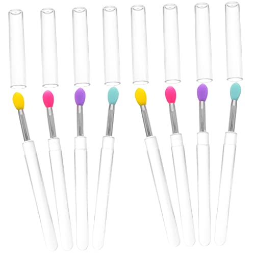 NULYLU Silicone Lip Brush Applicators 8pcs Set Makeup Tool Kit Portable Lipstick Brush for Women Present for Birthday Christmas