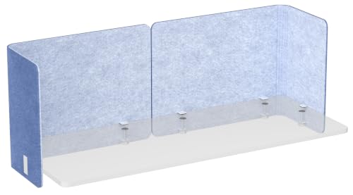 Image of Desk Privacy Panel,2PCS L-Shaped Clamp-On Office Desk Divider,2-in-1 Acoustic Desktop Partition Or Under Desk Modesty Panel,for Office,Home,Felt (Dark Blue /Light Blue, 47.2 inch x 18.7 inch)