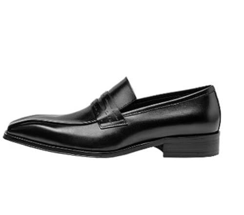 Mens Loafers Slip On Genuine Leather Square Burnished Toe Flexible Comfortable Party Classic Dress Shoes