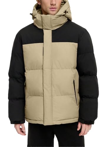 hathne Men's Winter Puffer Jacket Thicken Winter Warm Padded Coat Outerwear with Hood2