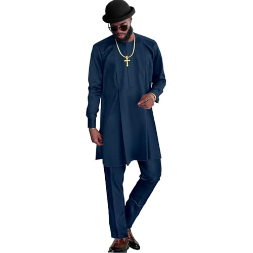 African Outfits for Men Dashiki Clothing Fashion Suit Two Piece Sets Nigerian Traditional Tribal Attire