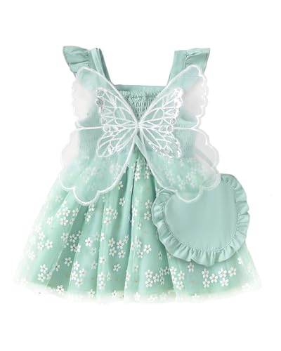 Image of Kucnuzki Baby Girl Clothes Toddler Girls Summer Fairy Tulle Dress Ruffle Fly Sleeve Casual Sundress Cute Outfit for Kids