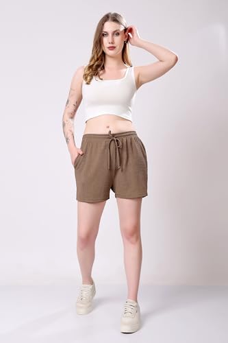 Image of London Hills Shorts for Women Textured Waffle Knit with Pockets for Gym, Sports, Running, Yoga, Cycling, Walk Casual Shorts Or Half Lower, Hot Pant, Half Trouser, Pack of 1, Pack of 2, Pack of 3