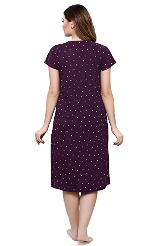 Image of TIGYWIGY Women's Cotton Printed Knee Length Maternity /Feeding /Nursing Nighty