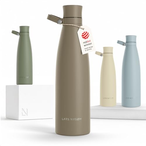 Image of LARS NYSOM Stainless Steel Insulated Water Bottle 25oz 34oz | Insulated Thermo Flask for Hot and Cold Beverages | Leakproof Drinking Bottle (Taupe Brown, 33.9oz)