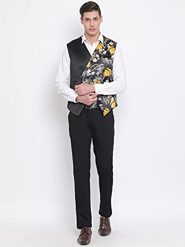 Image of VASTRAMAY Mens Silk Blend Nehru Jacket - Timeless Style & Versatility | Digital Floral Printed Ethnic Sleeveless Coat for Formal & Casual Wear